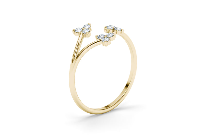 RING 3 FLOWER - 14k Gold Lab Grown Ring 0.18 carat D/VS