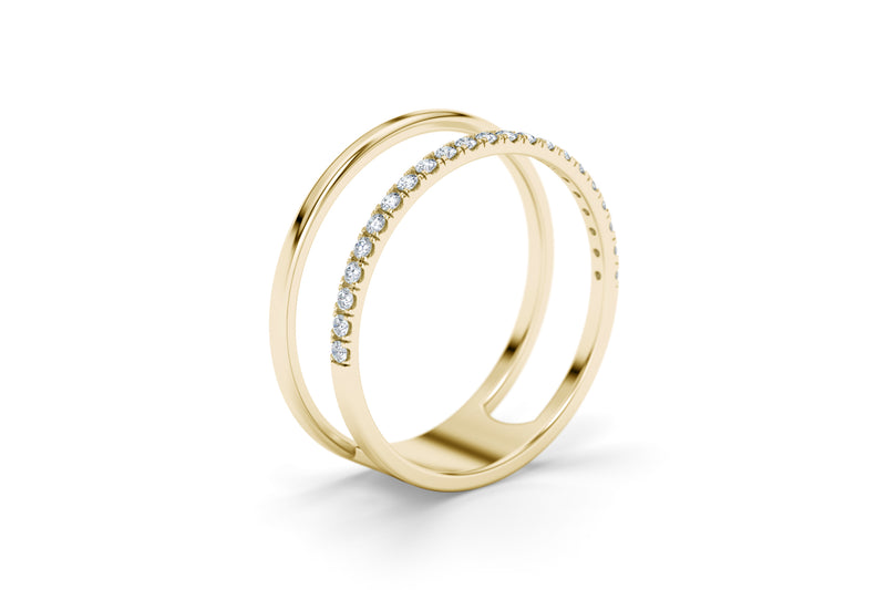 RING TWO LINE - 14k Gold Lab Grown Ring 0.20 carat D/VS
