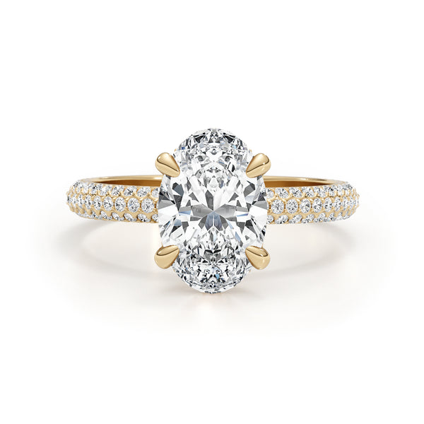 Kim Pave Diamond Engagement Ring, Yellow Gold 18K