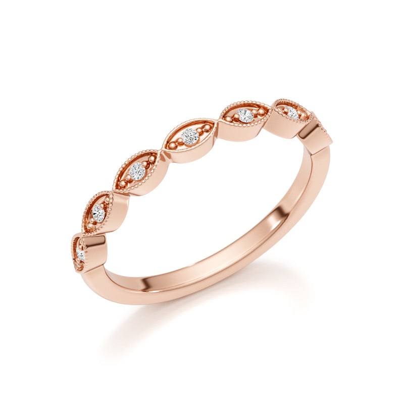 Side Ring Diamond Ring 0.10 ct TCW , Rose Gold 14K