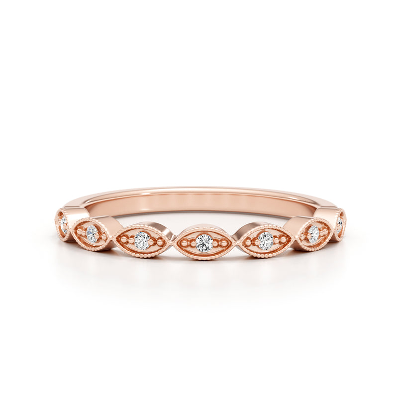 Side Ring Diamond Ring 0.10 ct TCW , Rose Gold 14K