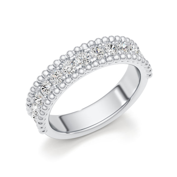 Half Eternity Diamond Ring 1.05 ct TCW , White Gold 14K