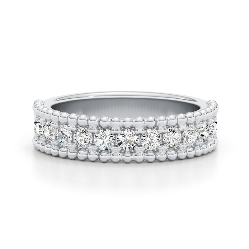 Half Eternity Diamond Ring 1.05 ct TCW , White Gold 14K