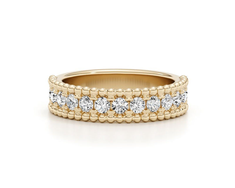 Half Eternity Diamond Ring 1.05 ct TCW , Yellow Gold 14K