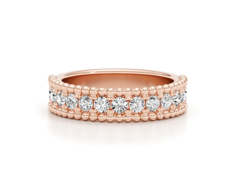 Half Eternity Diamond Ring 1.05 ct TCW , Rose Gold 14K