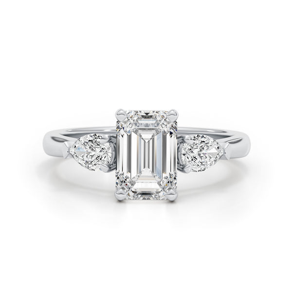 Coralie 3 Stone Diamond Engagement Ring, White Gold 18K