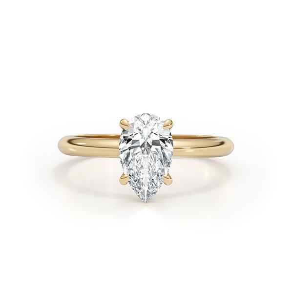 Della Solitaire With Hidden Halo Diamond Engagement Ring, Yellow Gold 18K