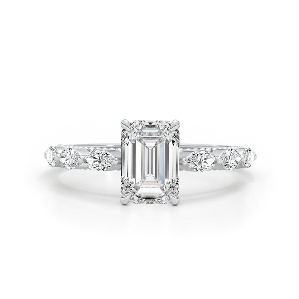 Jasmin Multistone Diamond Engagement Ring, White Gold 18K