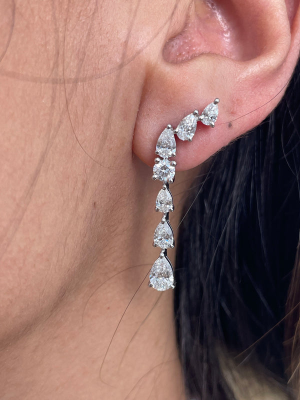 Diamond Drop Earrings 3.30 Carat White Gold 14K