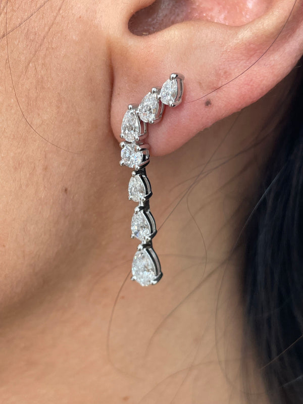 Diamond Drop Earrings 3.30 Carat White Gold 14K