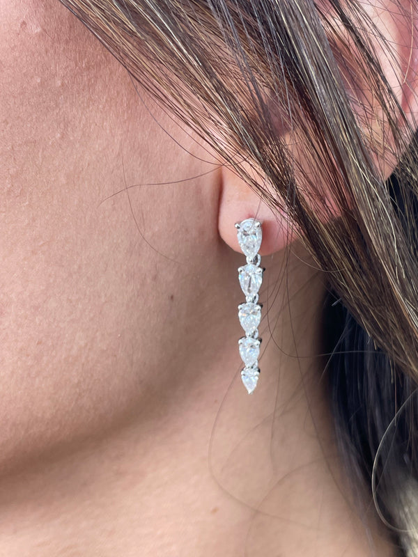 Diamond Drop Earrings 0 Carat White Gold 14K