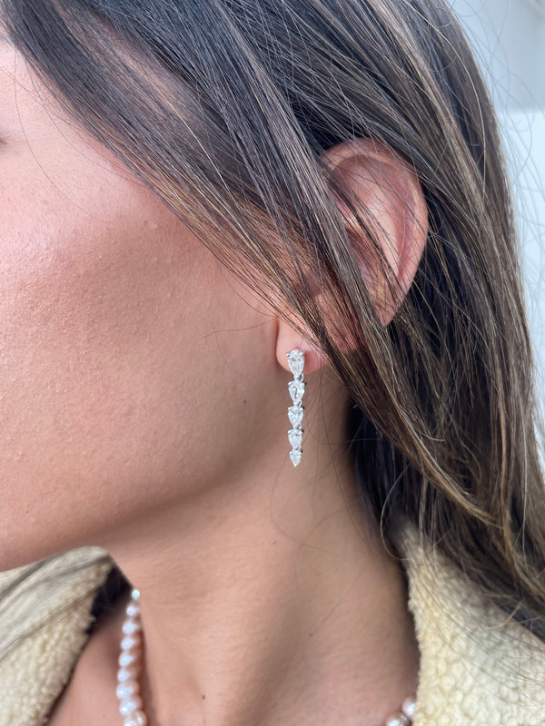 Diamond Drop Earrings 0 Carat White Gold 14K