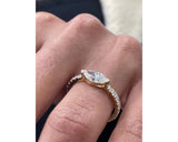 Pave Marquise Diamond Ring 1.05 ct TCW , Yellow Gold 14K