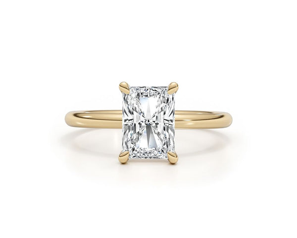 1149|Ariana - Pave radiant Diamond Ring 2.10 ct TCW , Yellow Gold 18k