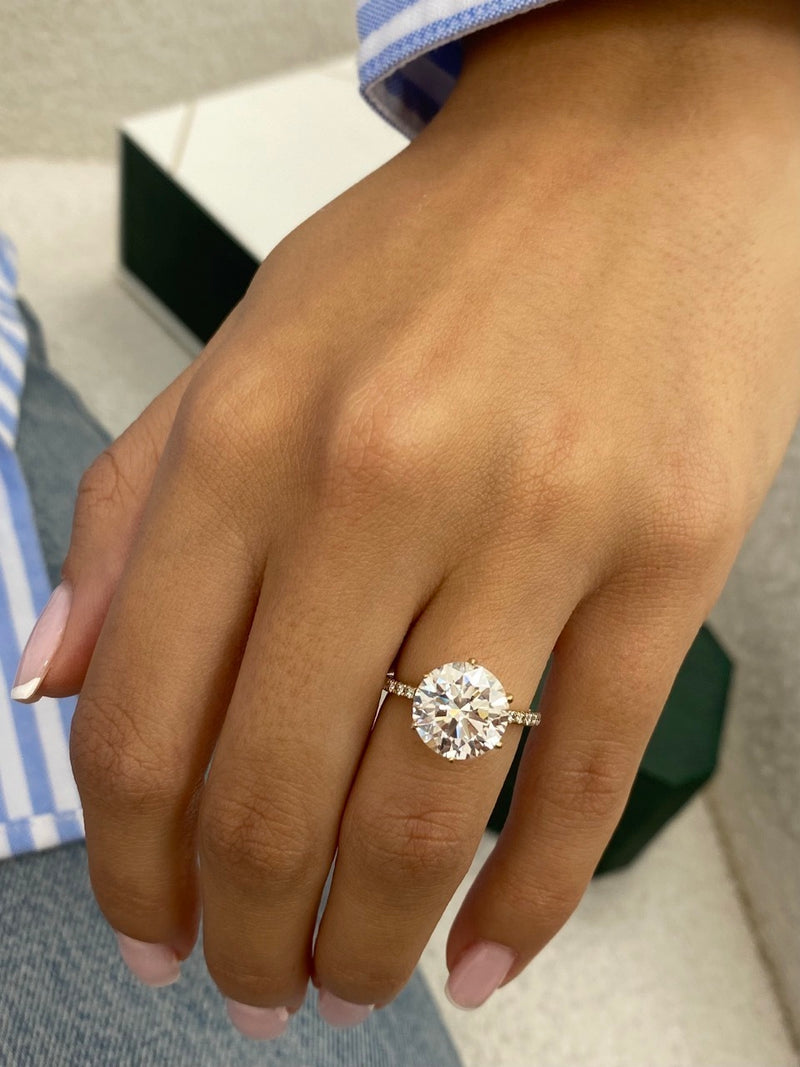 Merisadin Pave Diamond Engagement Ring, Yellow Gold 18K