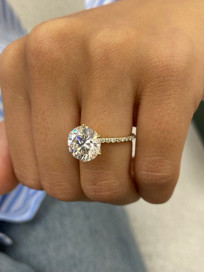 Merisadin Pave Diamond Engagement Ring, Yellow Gold 18K