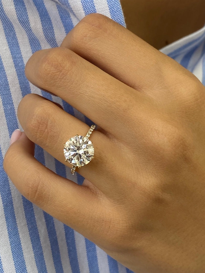 Merisadin Pave Diamond Engagement Ring, Yellow Gold 18K