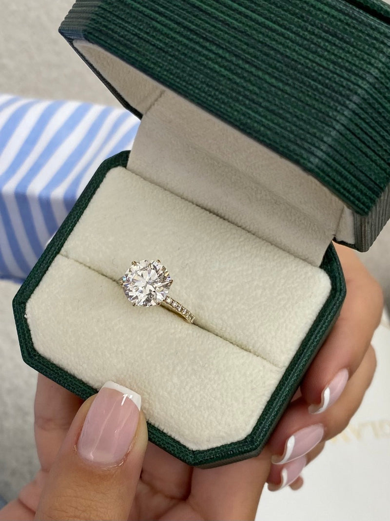 Merisadin Pave Diamond Engagement Ring, Yellow Gold 18K