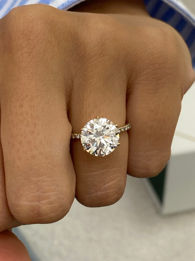 Merisadin Pave Diamond Engagement Ring, Yellow Gold 18K