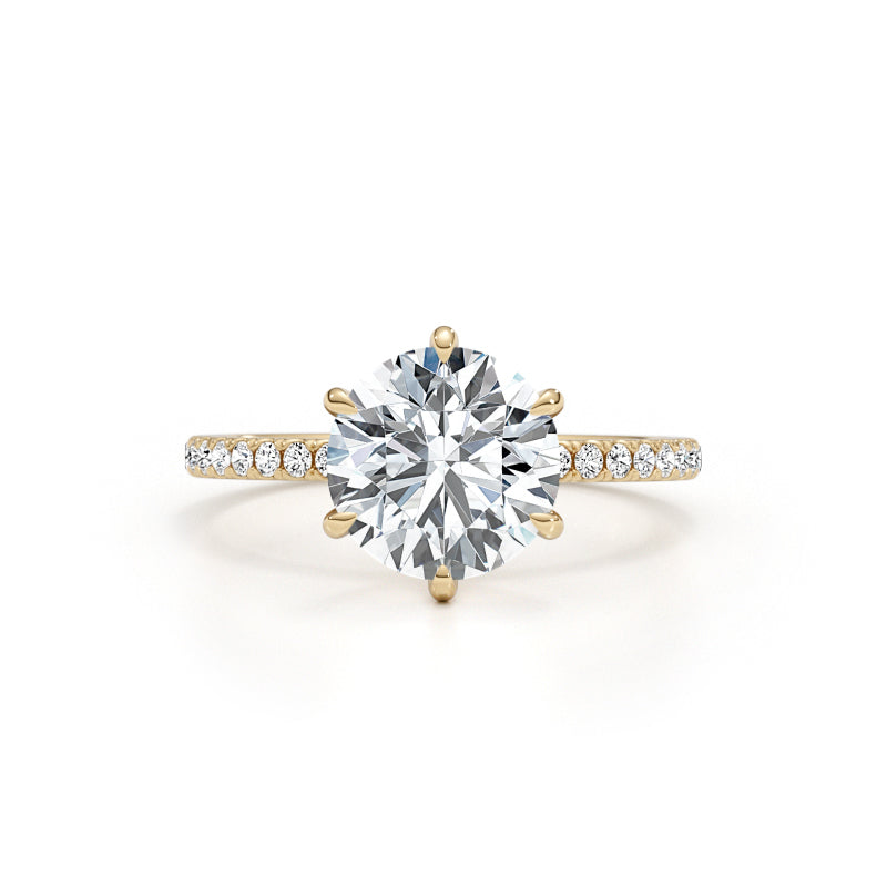 Merisadin Pave Diamond Engagement Ring, Yellow Gold 18K