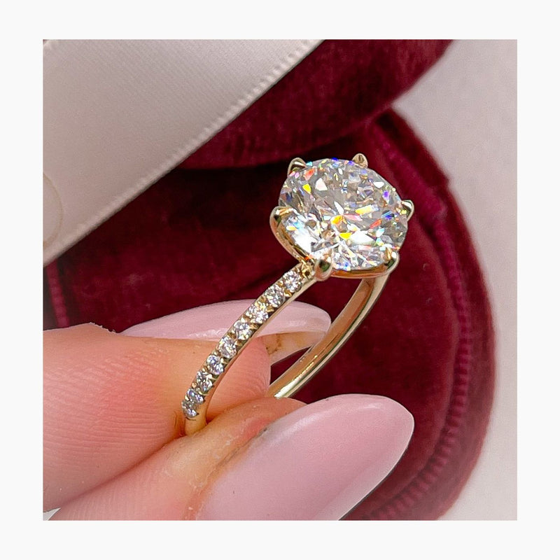 Merisadin Pave Diamond Engagement Ring, Yellow Gold 18K