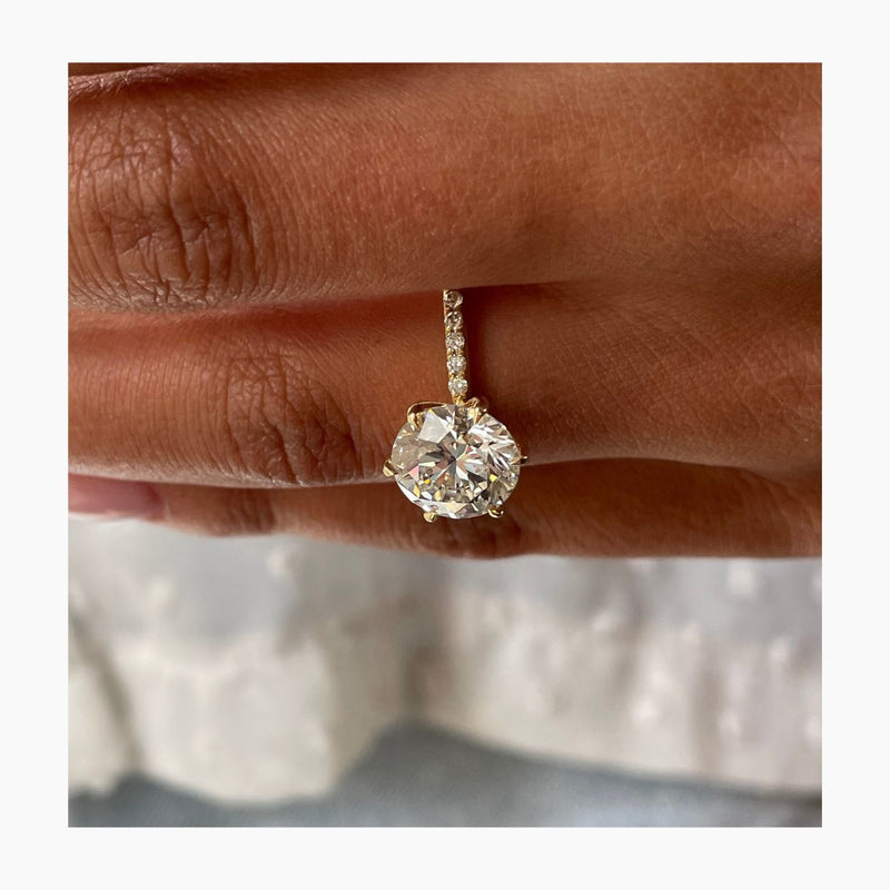 Merisadin Pave Diamond Engagement Ring, Yellow Gold 18K