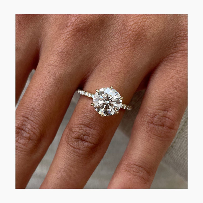 Merisadin Pave Diamond Engagement Ring, Yellow Gold 18K