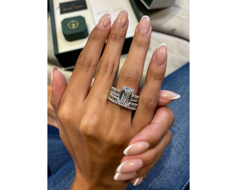 Valery Set - Emerald Cut 13 Carat Diamond Engagement Ring