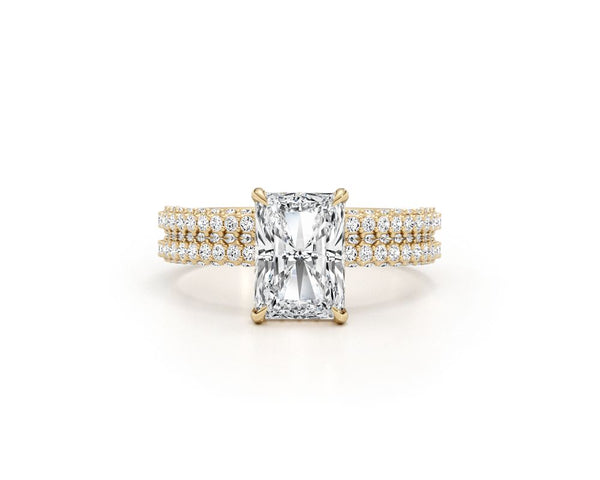 Molan Set - Radiant Cut 3 Carat Diamond Engagement Ring