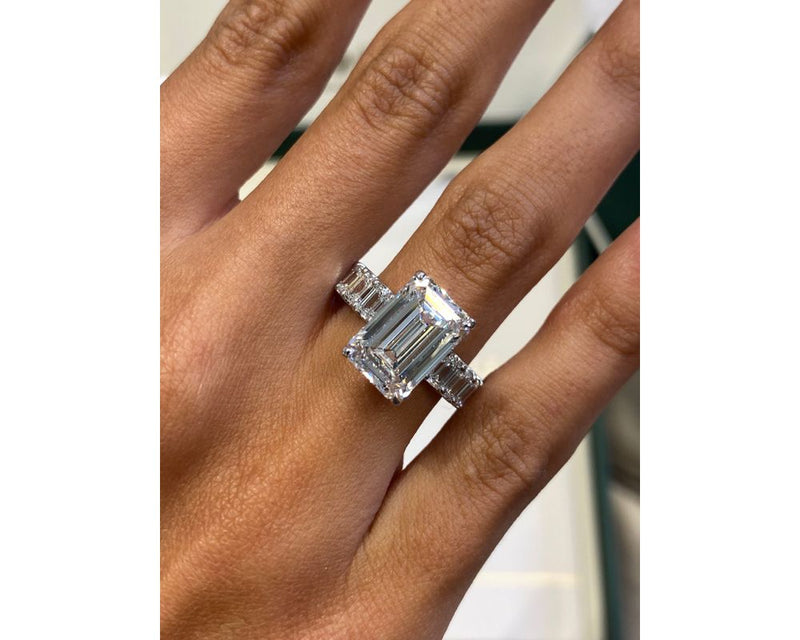 Valery - Emerald Cut 8 Carat Diamond Engagement Ring