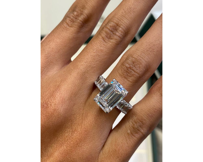 Valery - Emerald Cut 8 Carat Diamond Engagement Ring