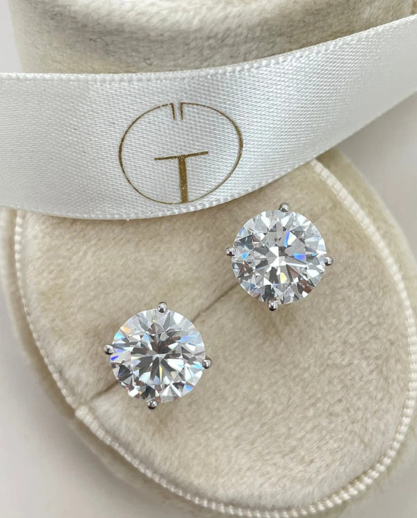 Diamond Stud Earrings 2 Carat White Gold 14K