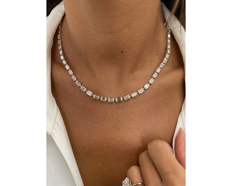 Diamond Necklace - Emerald Cut Diamonds 10.72 Carat TCW