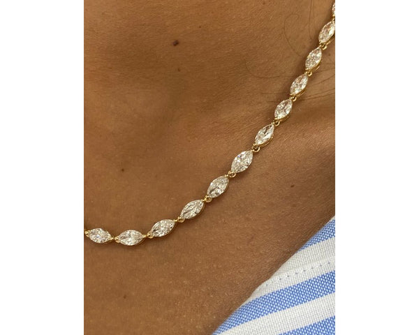 Diamond Necklace - Marquise Cut Diamonds 11.29 Carat TCW