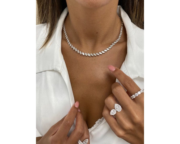 Diamond Necklace - Marquise Cut Diamonds 8.67 Carat TCW