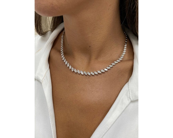 Diamond Necklace - Marquise Cut Diamonds 10.90 Carat TCW