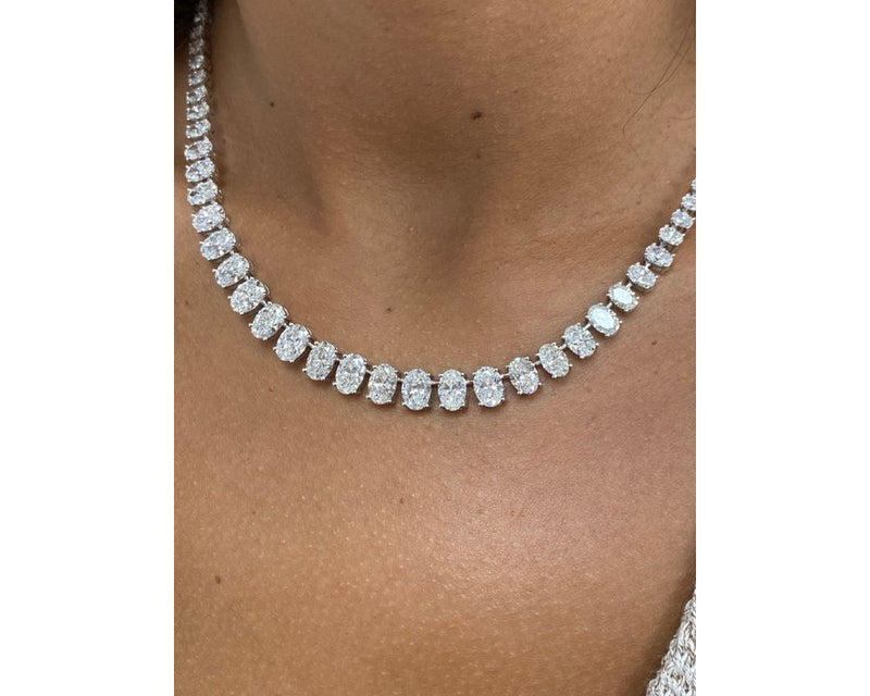 Diamond Necklace - Oval Cut Diamonds 16.21 Carat TCW