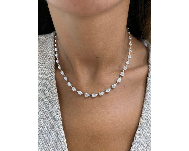 Diamond Necklace - Pear Cut Diamonds 8.95 Carat TCW