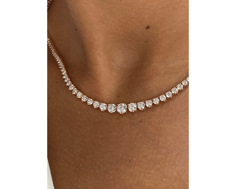 Diamond Necklace - Round Cut Diamonds 8.35 Carat TCW