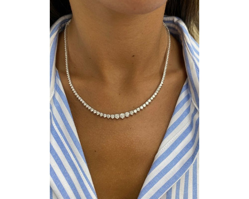 Diamond Necklace - Round Cut Diamonds 8.51 Carat TCW