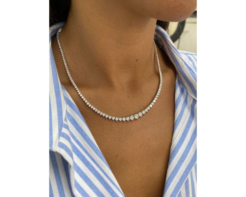 Diamond Necklace - Round Cut Diamonds 8.51 Carat TCW