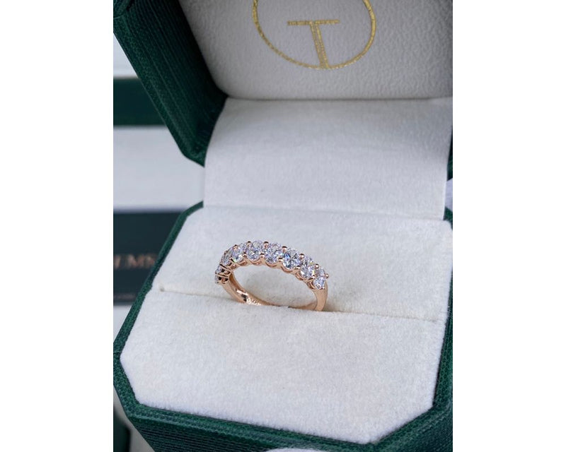 Half Eternity Oval Diamond Ring 0 ct TCW , Rose Gold 14K