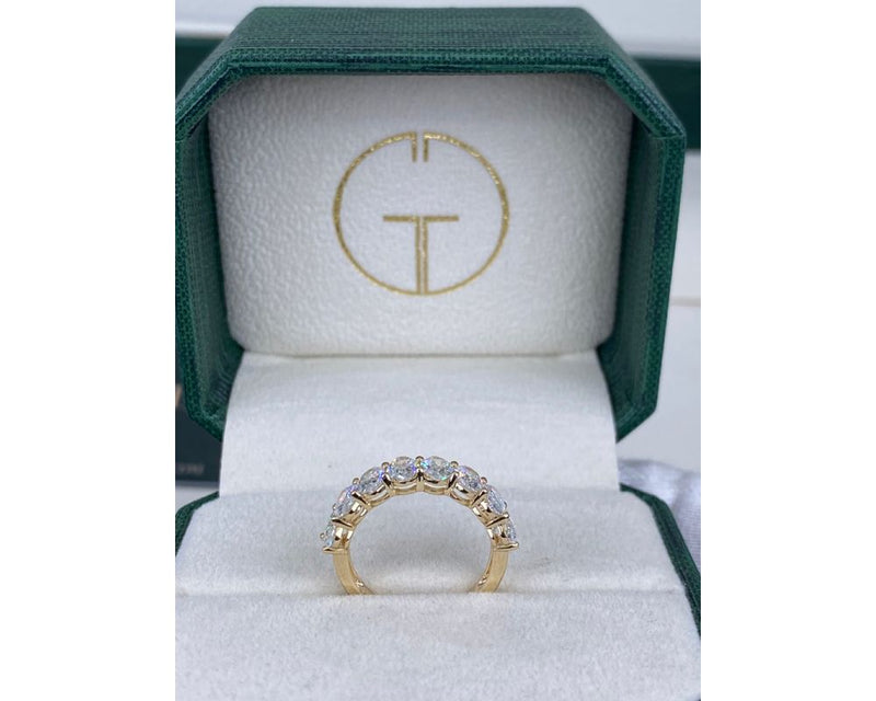 Half Eternity Oval Diamond Ring 0 ct TCW , Yellow Gold 14K