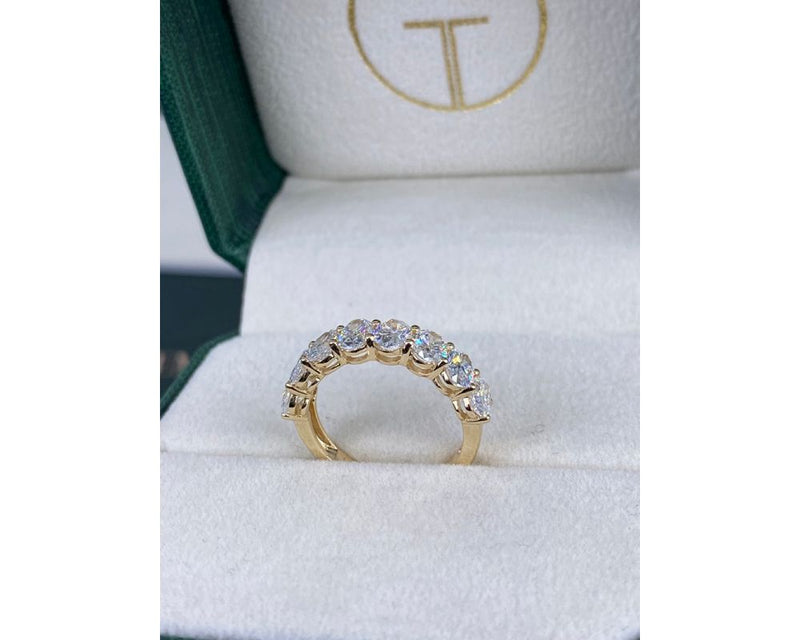 Half Eternity Oval Diamond Ring 0 ct TCW , Yellow Gold 14K