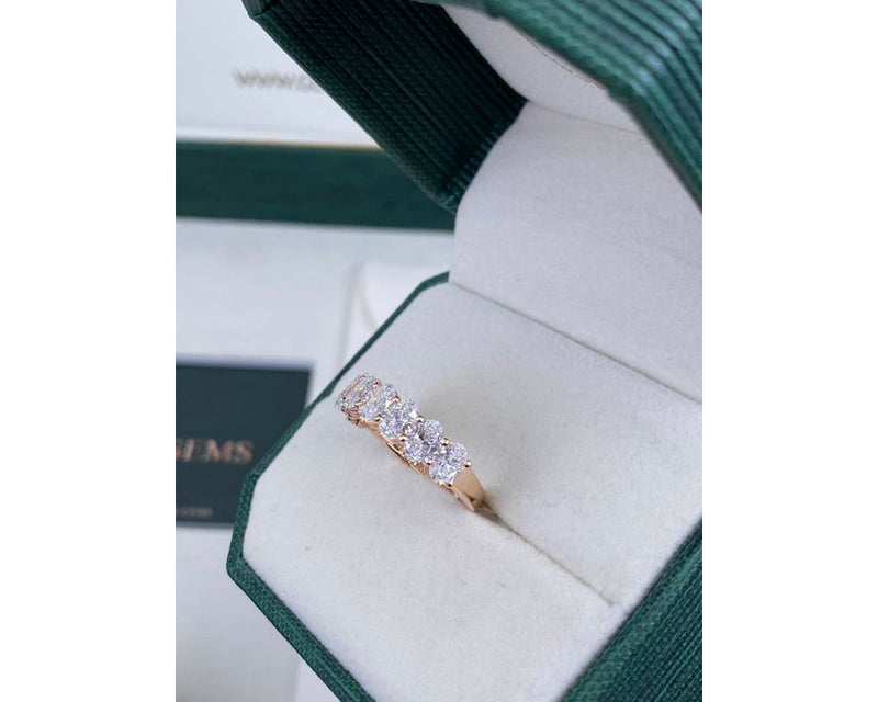 Half Eternity Oval Diamond Ring 0 ct TCW , Rose Gold 14K