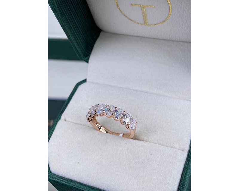 Half Eternity Oval Diamond Ring 0 ct TCW , Rose Gold 14K