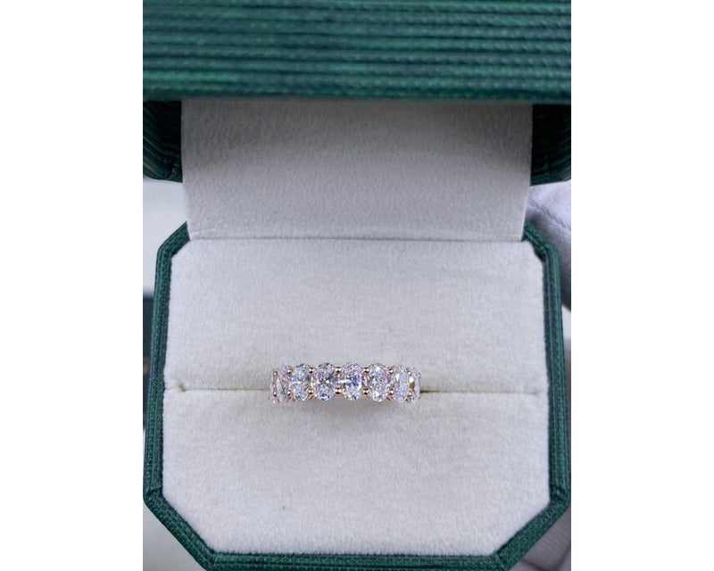 Half Eternity Oval Diamond Ring 0 ct TCW , Rose Gold 14K