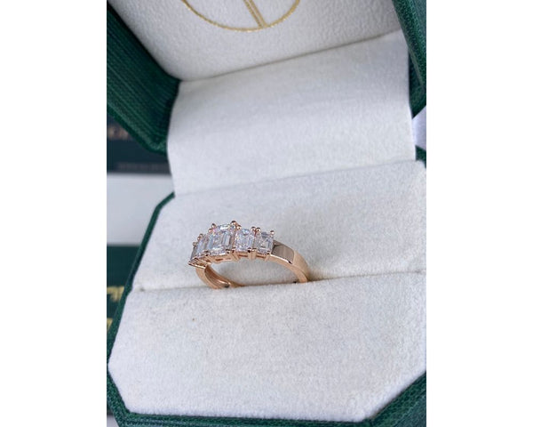 Pave Emerald Diamond Ring 0 ct TCW , Rose Gold 14K