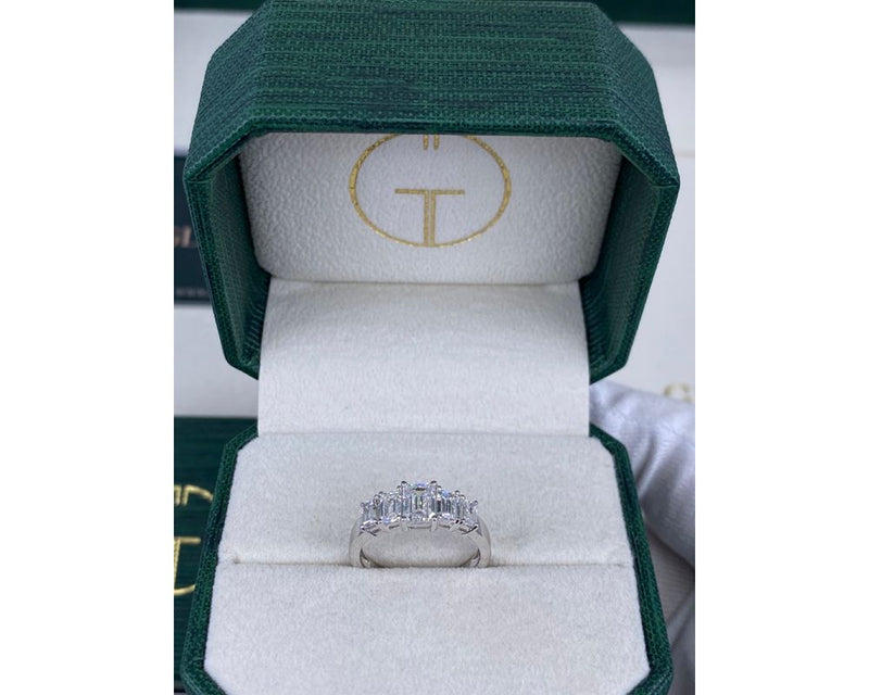 Pave Emerald Diamond Ring 0 ct TCW , White Gold 14K