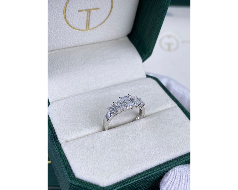 Pave Emerald Diamond Ring 0 ct TCW , White Gold 14K